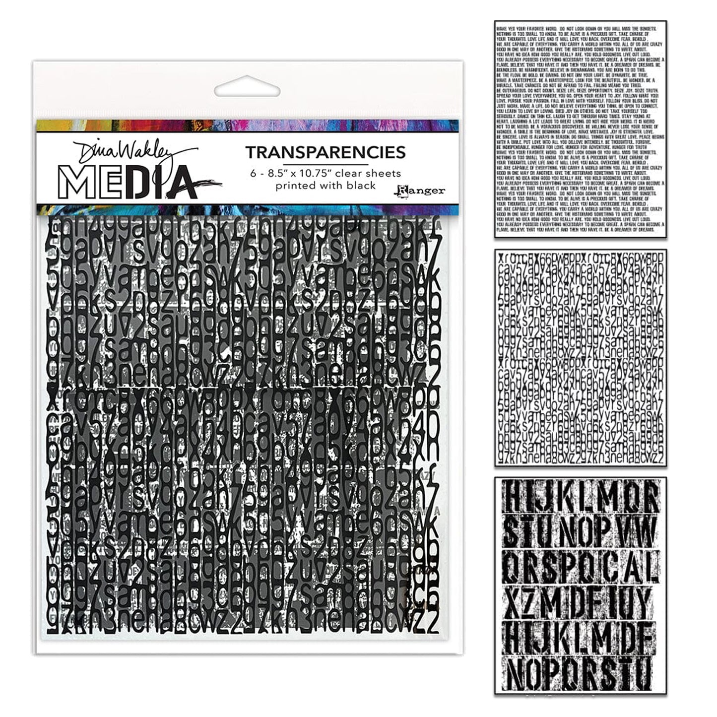 Ranger Dina Wakley MEdia Transparencies Typography Set 2
