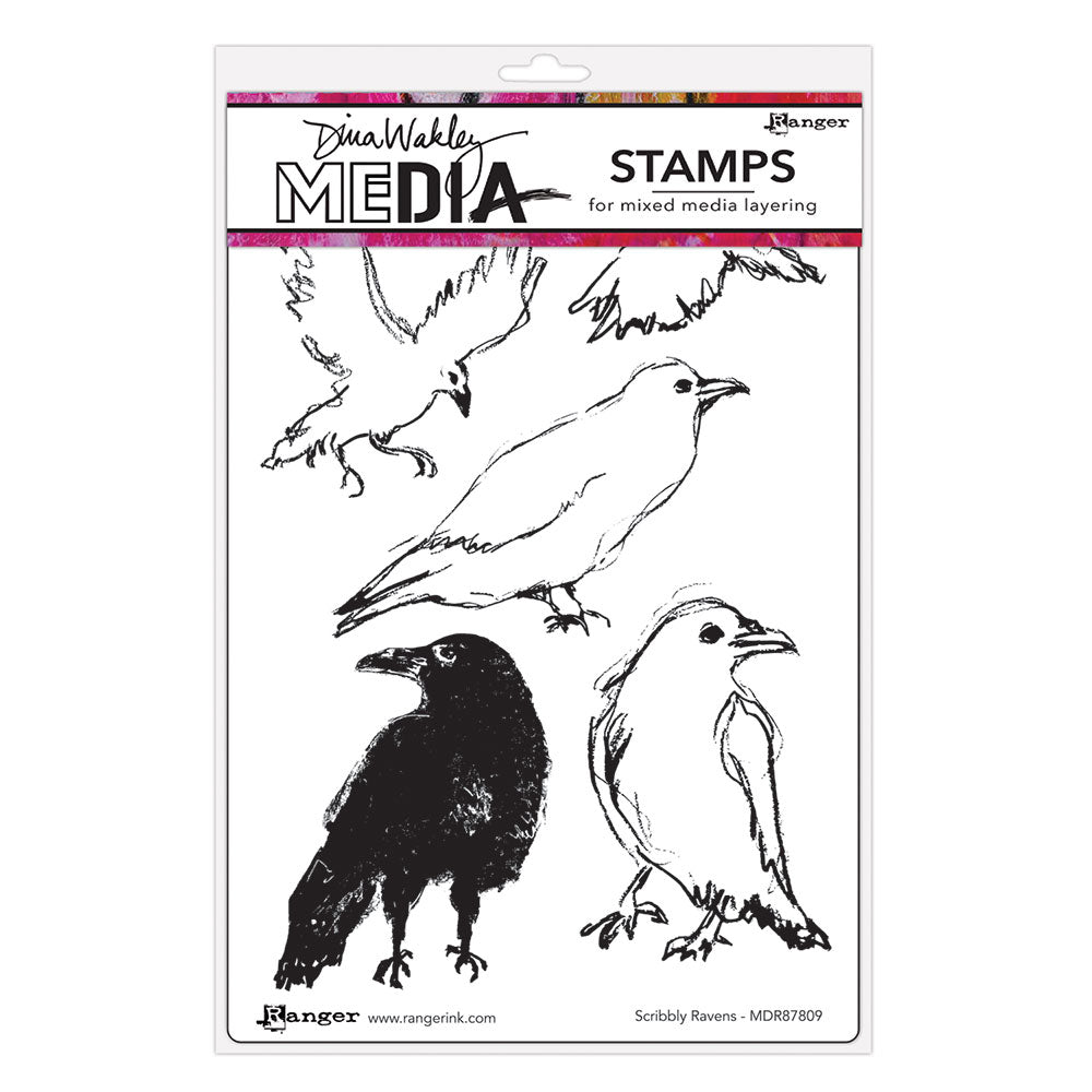 Ranger Dina Wakley MEdia Cling Stamp - Scribbly Ravens