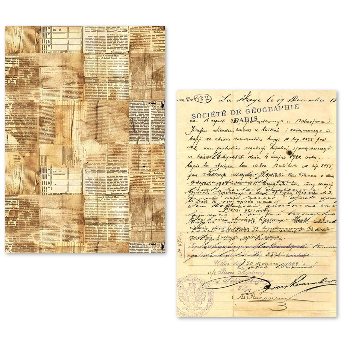 Ciao Bella Tissue Paper Set A5 Vintage Manuscript (24pcs)