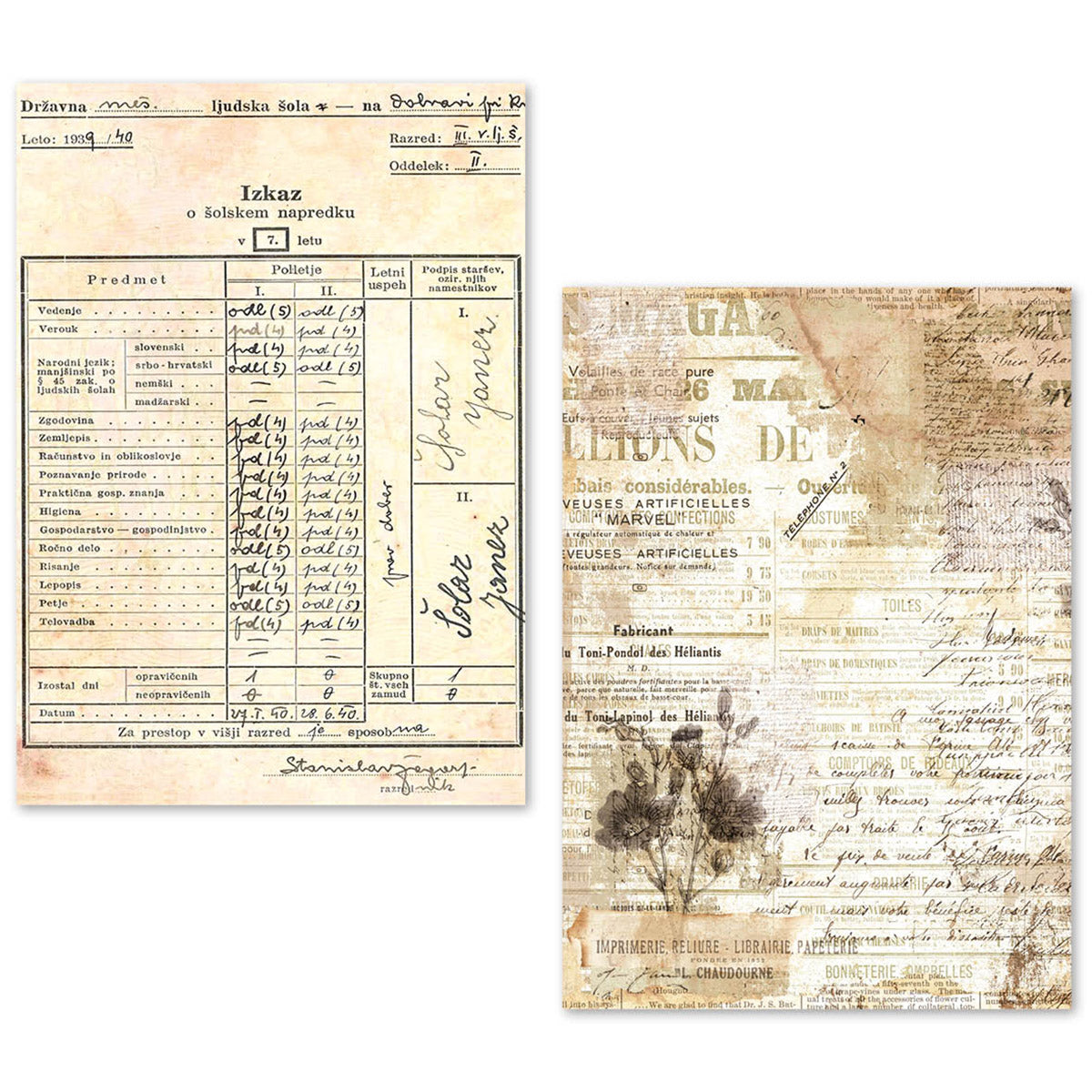 Ciao Bella Tissue Paper Set A5 Vintage Manuscript (24pcs)