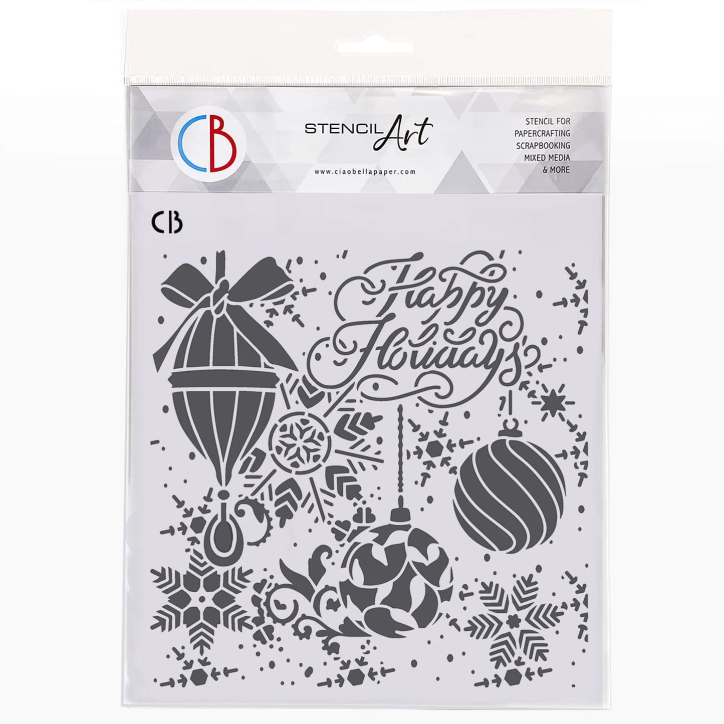 Ciao Bella Winter Season 8x8 Inch Texture Stencil Happy Holidays