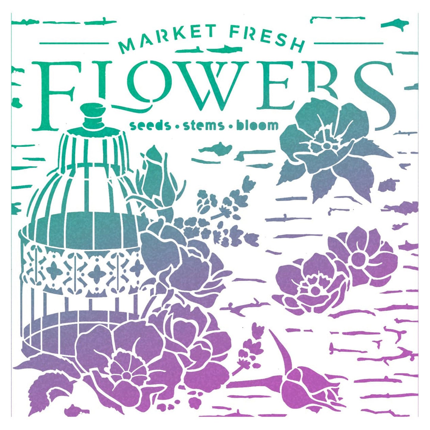 Ciao Bella Book Lovers 8x8 Inch Texture Stencil Market Fresh Flowers