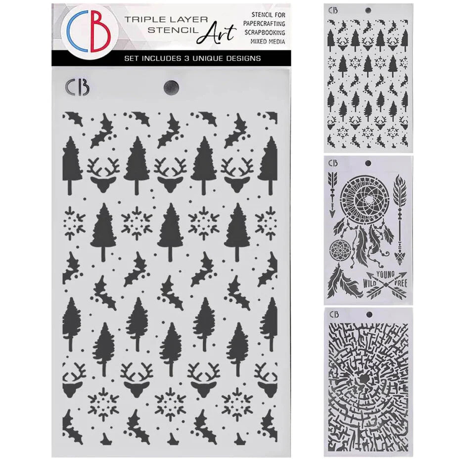 Ciao Bella Forest Tales 5x8 Inch Stencil Mix Triple Layer Set
