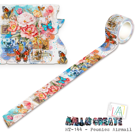 #MT-144 -  Washi Tape - Peonies Airmail (Layer-It-Up!