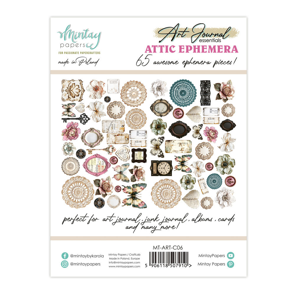 Mintay Art Journal Ephemera Pack Attic (65pcs)