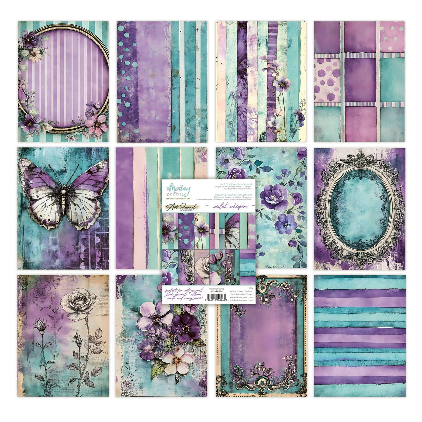 Mintay Art Journal Paper Pad 6x8 Inch Violet Whispers