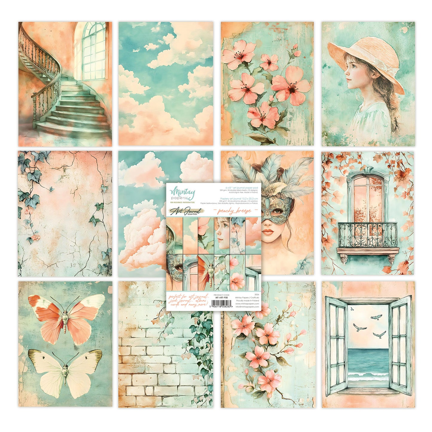 Mintay Art Journal Paper Pad 6x8 Inch Peachy Breeze
