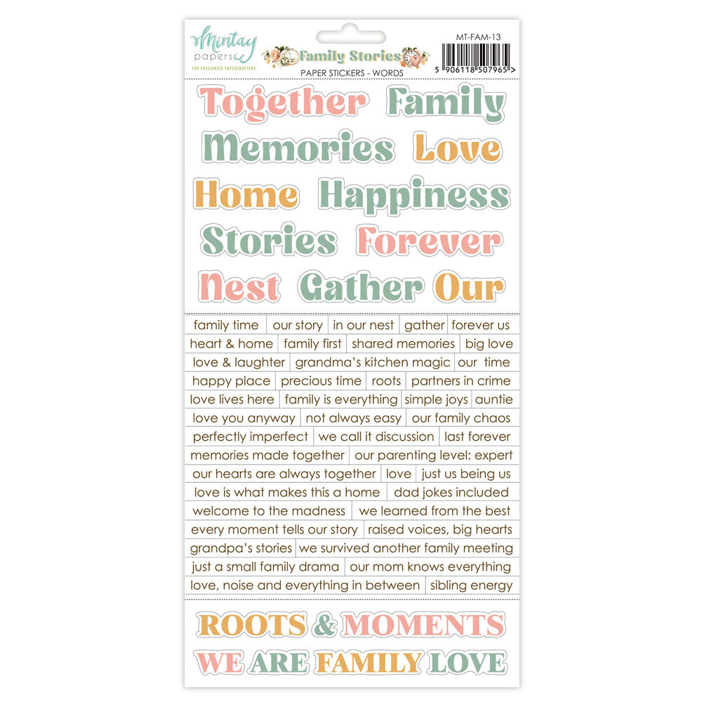 Mintay Family Stories 6x12 Inch Paper Stickers Words
