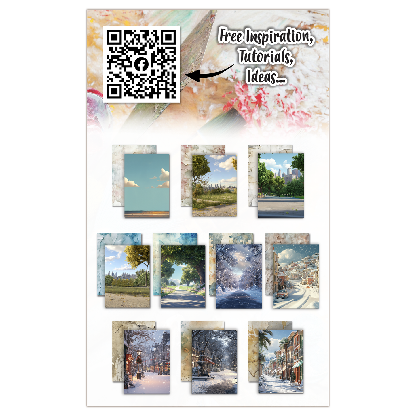 #PA-35 - A6 Design Paper - Snowfall & Stains