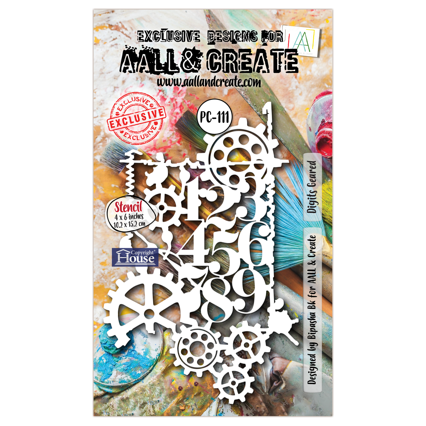 PC-111 - 4"x6" Stencil - Digits Geared