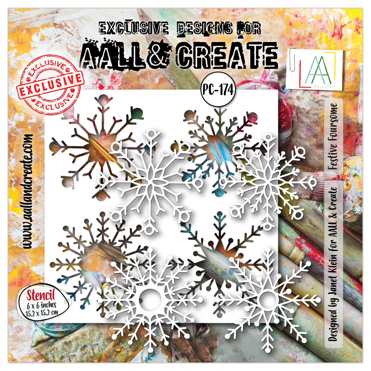 #174 - 6"x6" Stencil - Festive Foursome