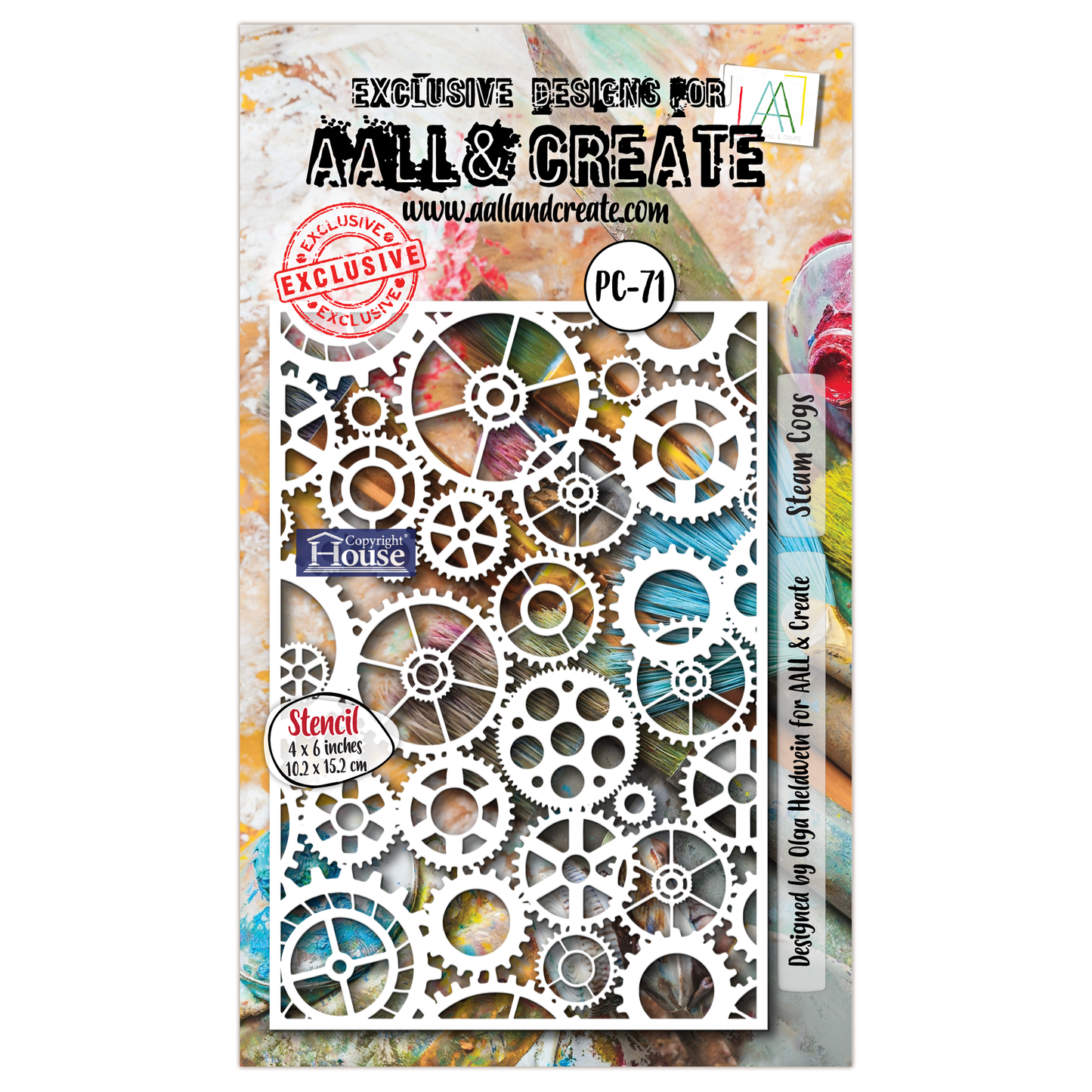 PC-71 - 4"x6" Stencil - Steam Cogs