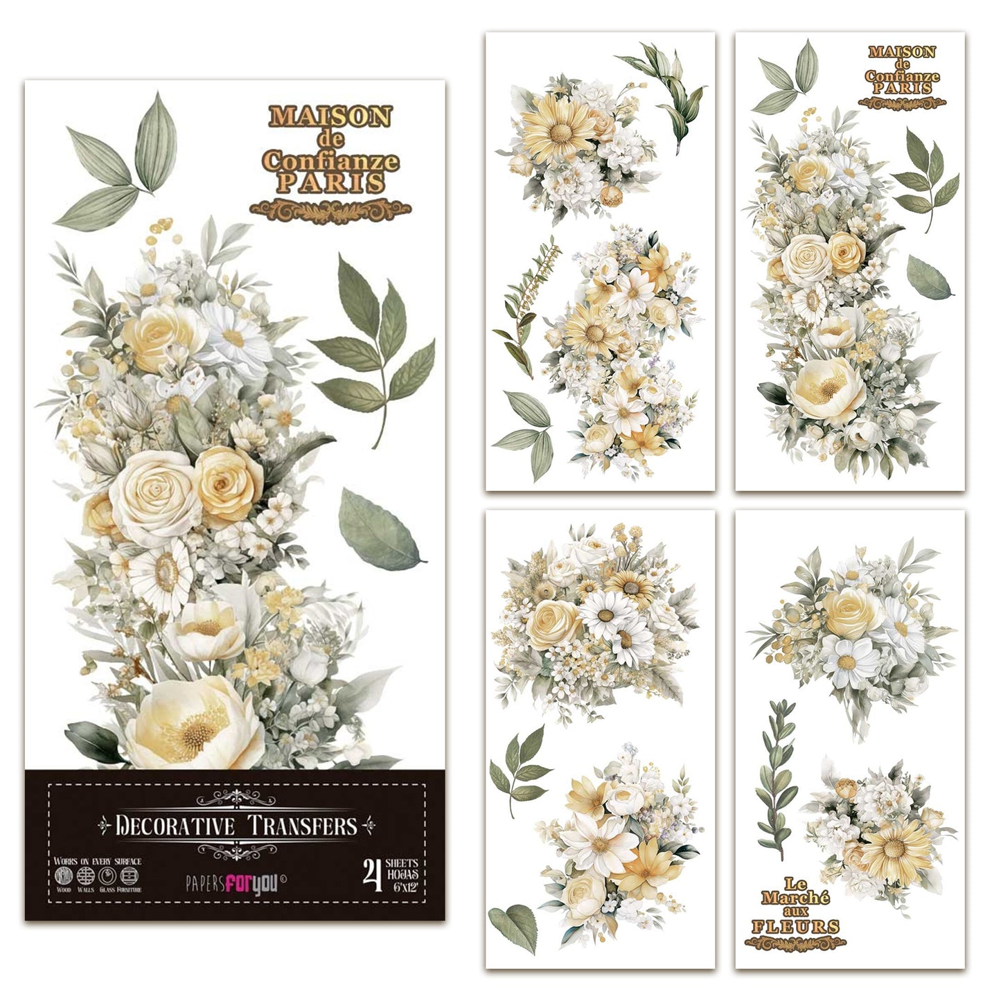 Papers For You Daisies 6x12 Inch Decor Transfers (4pcs)