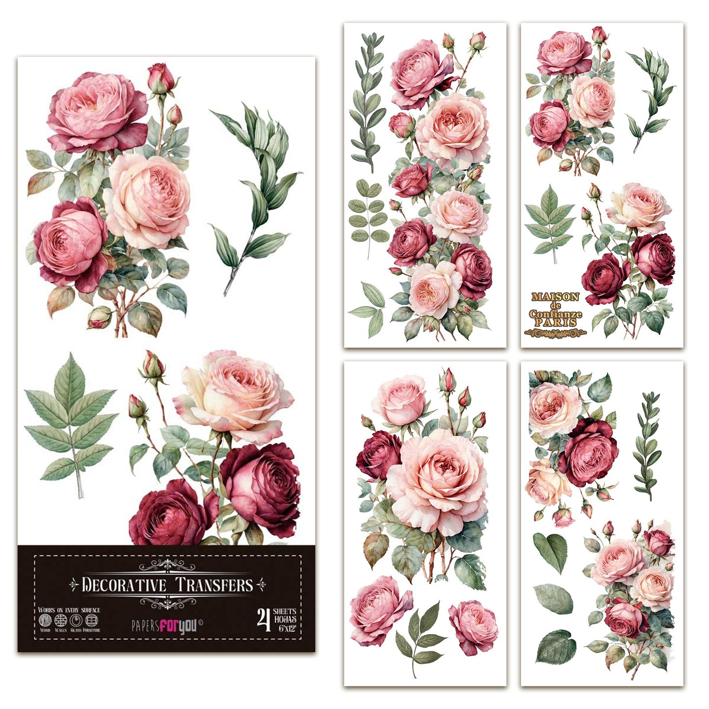 Papers For You Rosé 6x12 Inch Decor Transfers (4pcs)