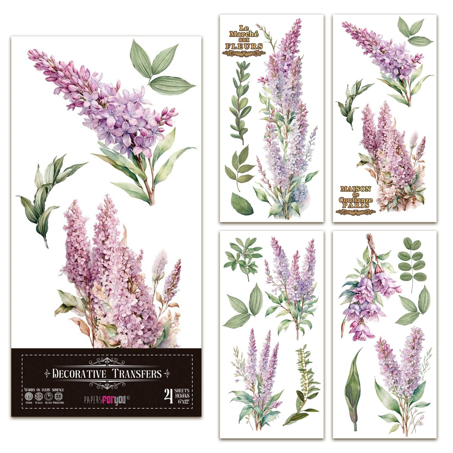 Papers For You Lilacs 6x12 Inch Decor Transfers (4pcs)