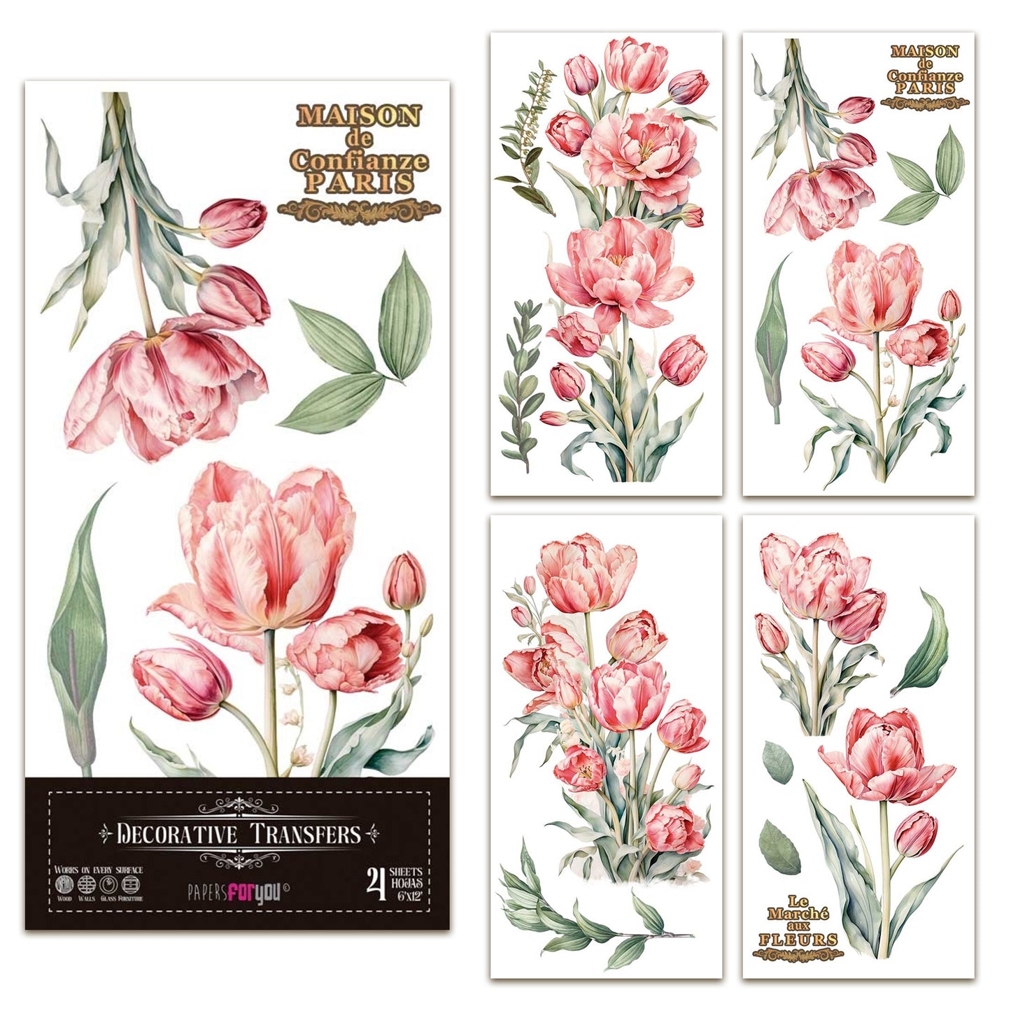 Papers For You Tulips 6x12 Inch Decor Transfers (4pcs)