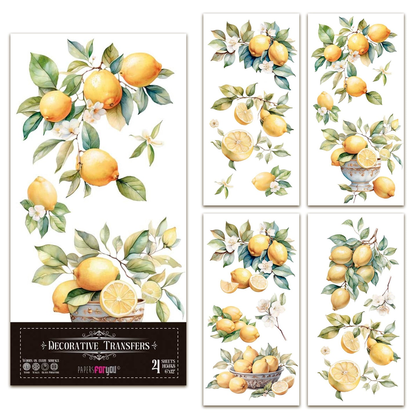Papers For You Lemon 6x12 Inch Decor Transfers (4pcs)