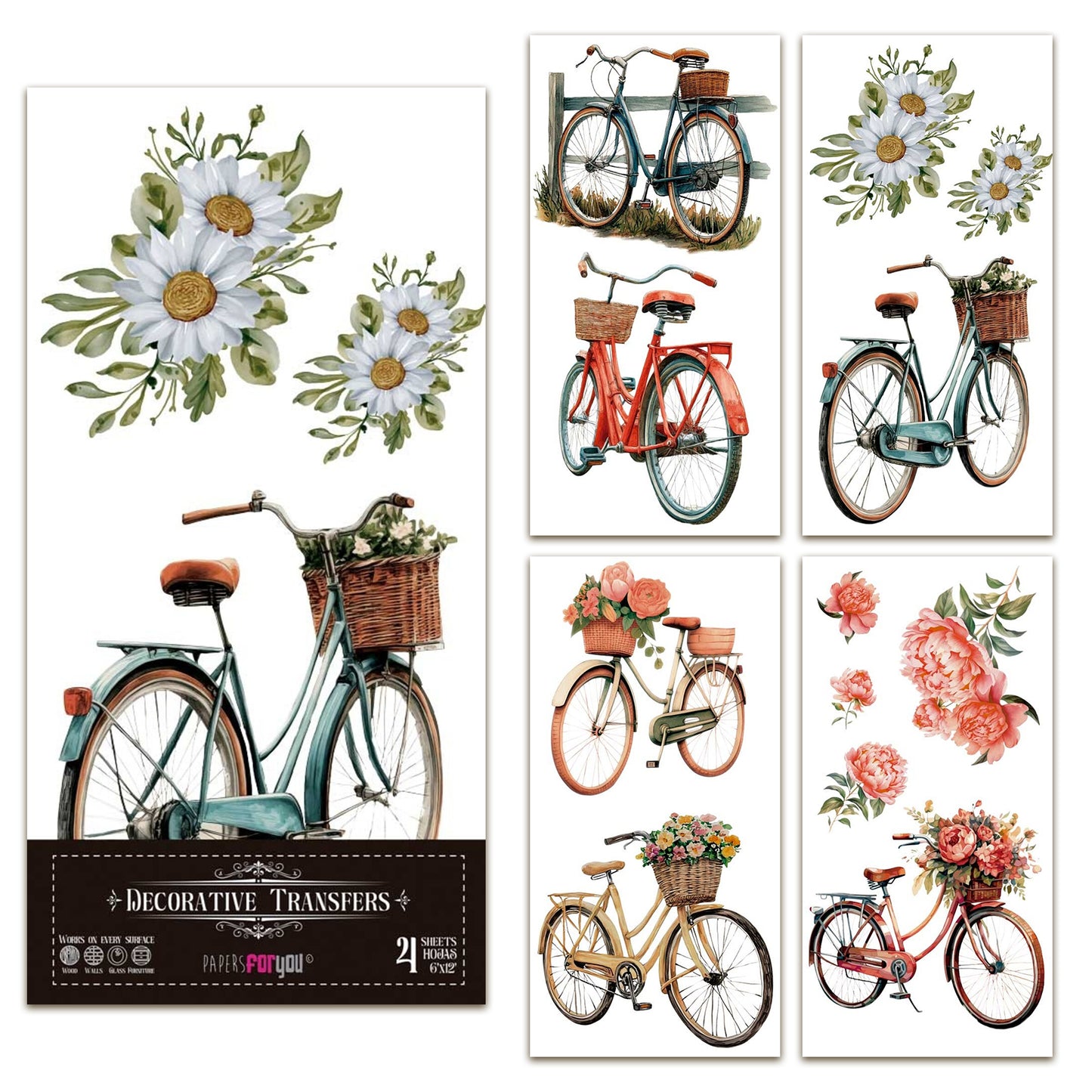 Papers For You Bikes 6x12 Inch Decor Transfers (4pcs)