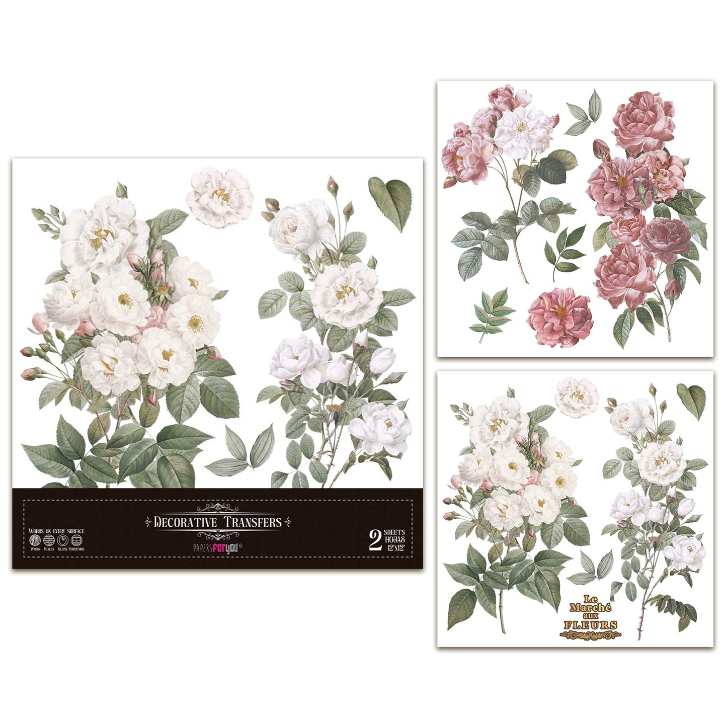 Papers For You Roses 12x12 Inch Decor Transfers (2pcs)