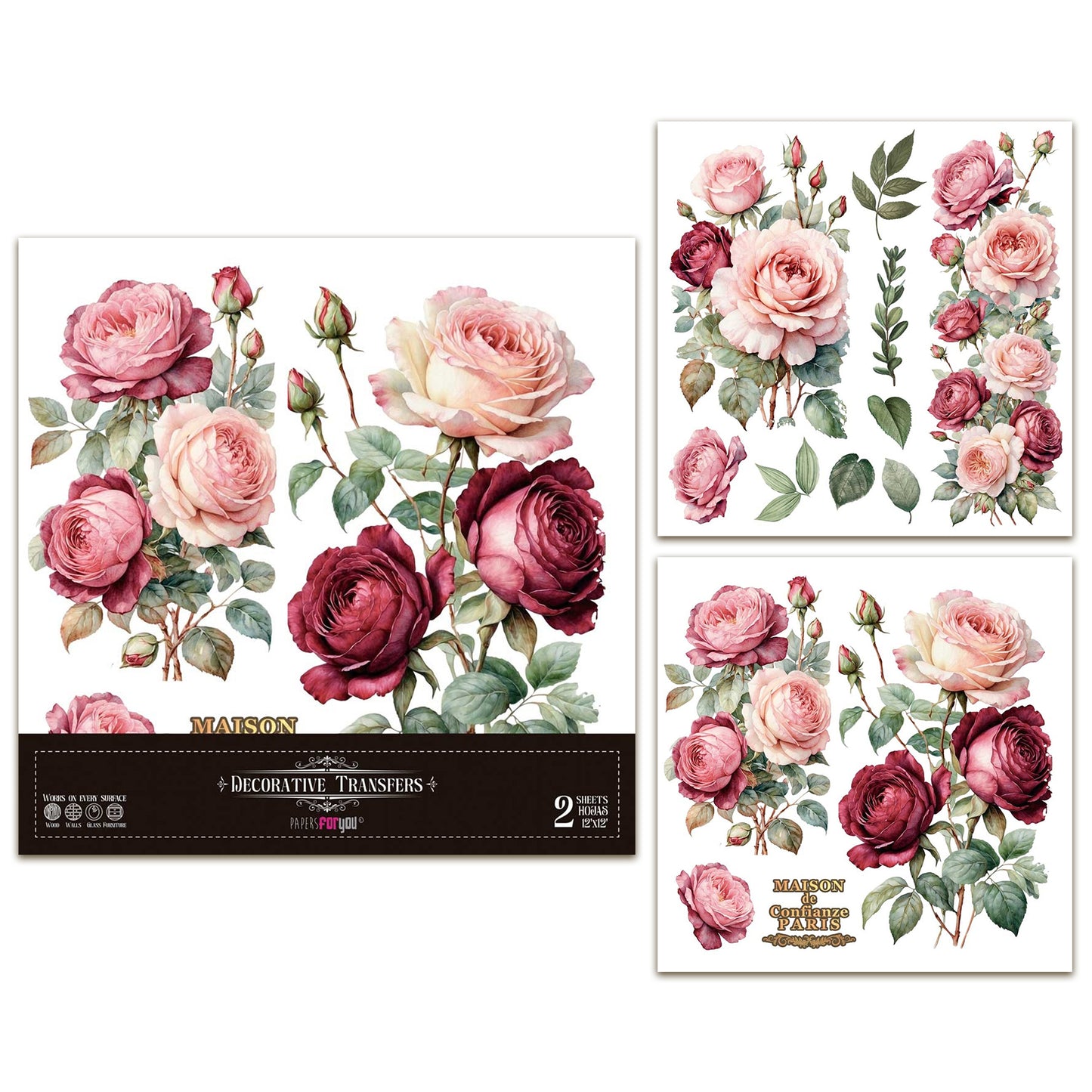 Papers For You Rosé 12x12 Inch Decor Transfers (2pcs)