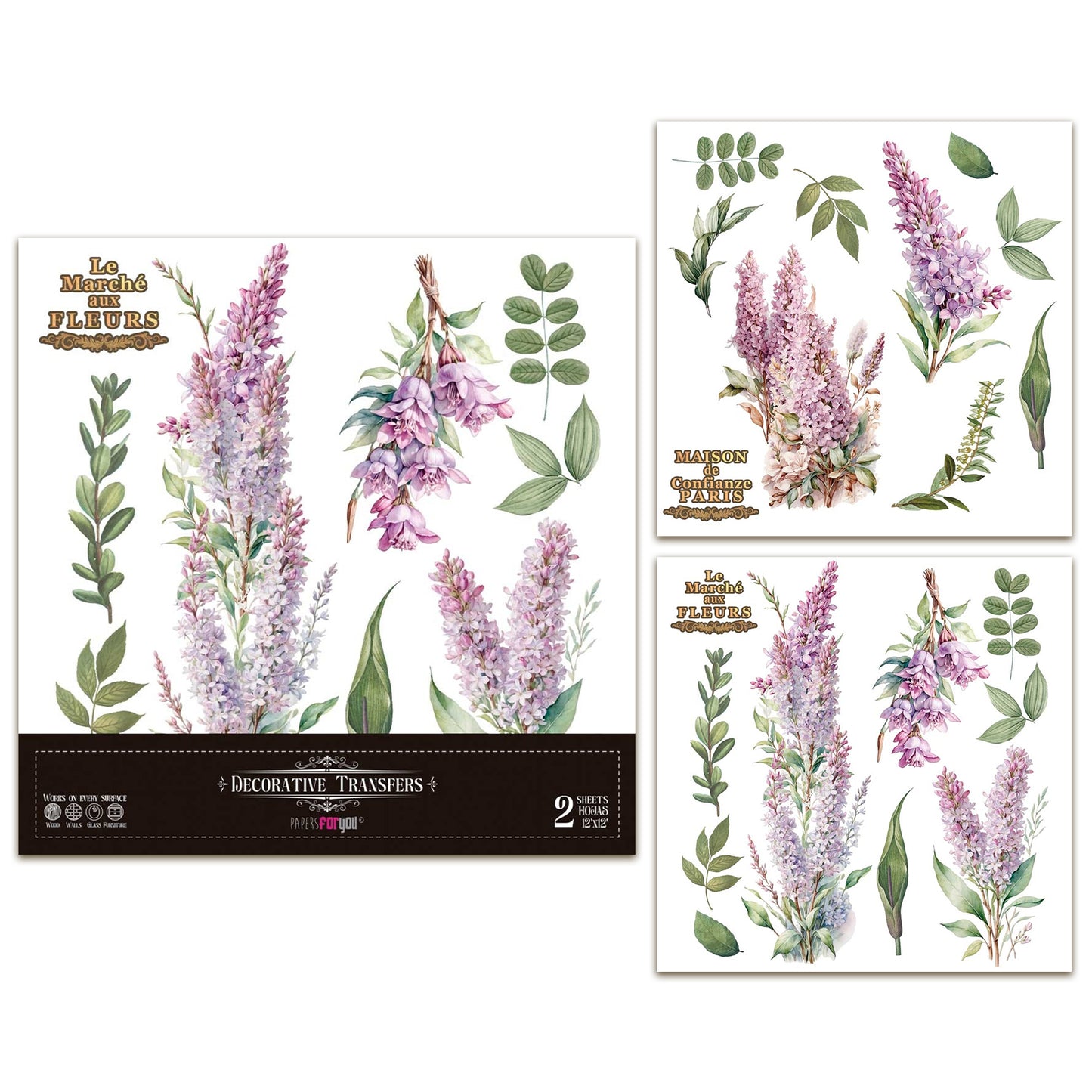 Papers For You Lilacs 12x12 Inch Decor Transfers (2pcs)