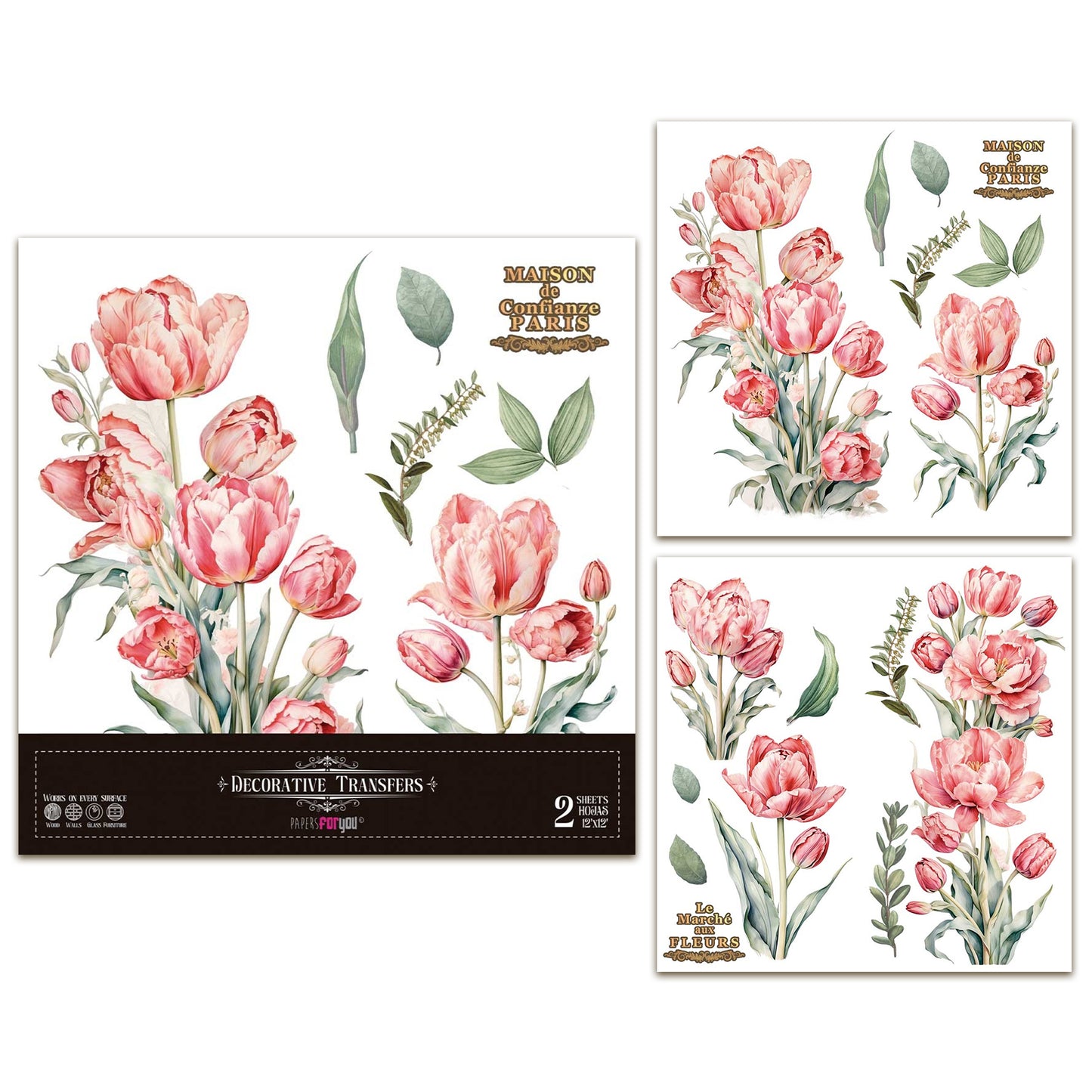 Papers For You Tulips 12x12 Inch Decor Transfers (2pcs)