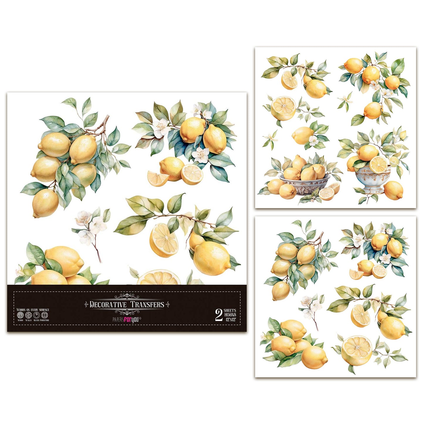 Papers For You Lemon 12x12 Inch Decor Transfers (2pcs)