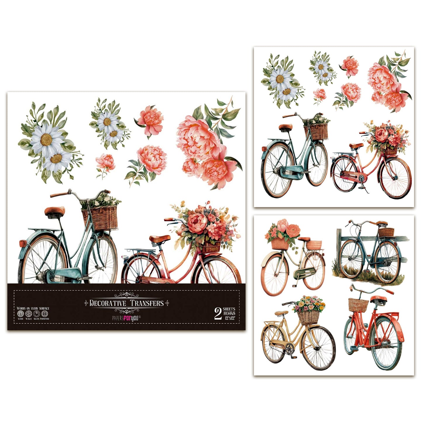 Papers For You Bikes 12x12 Inch Decor Transfers (2pcs)