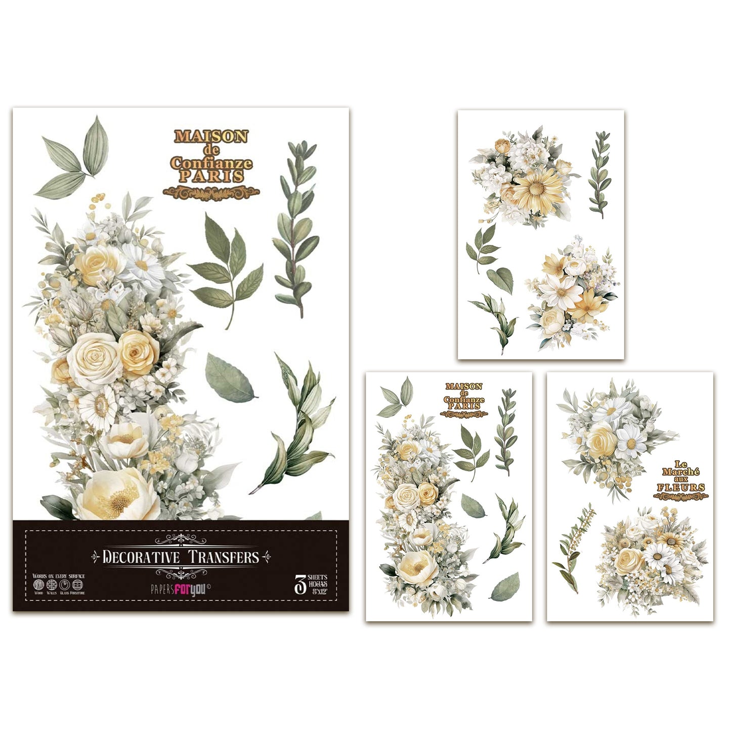 Papers For You Daisies 8x12 Inch Decor Transfers (3pcs)