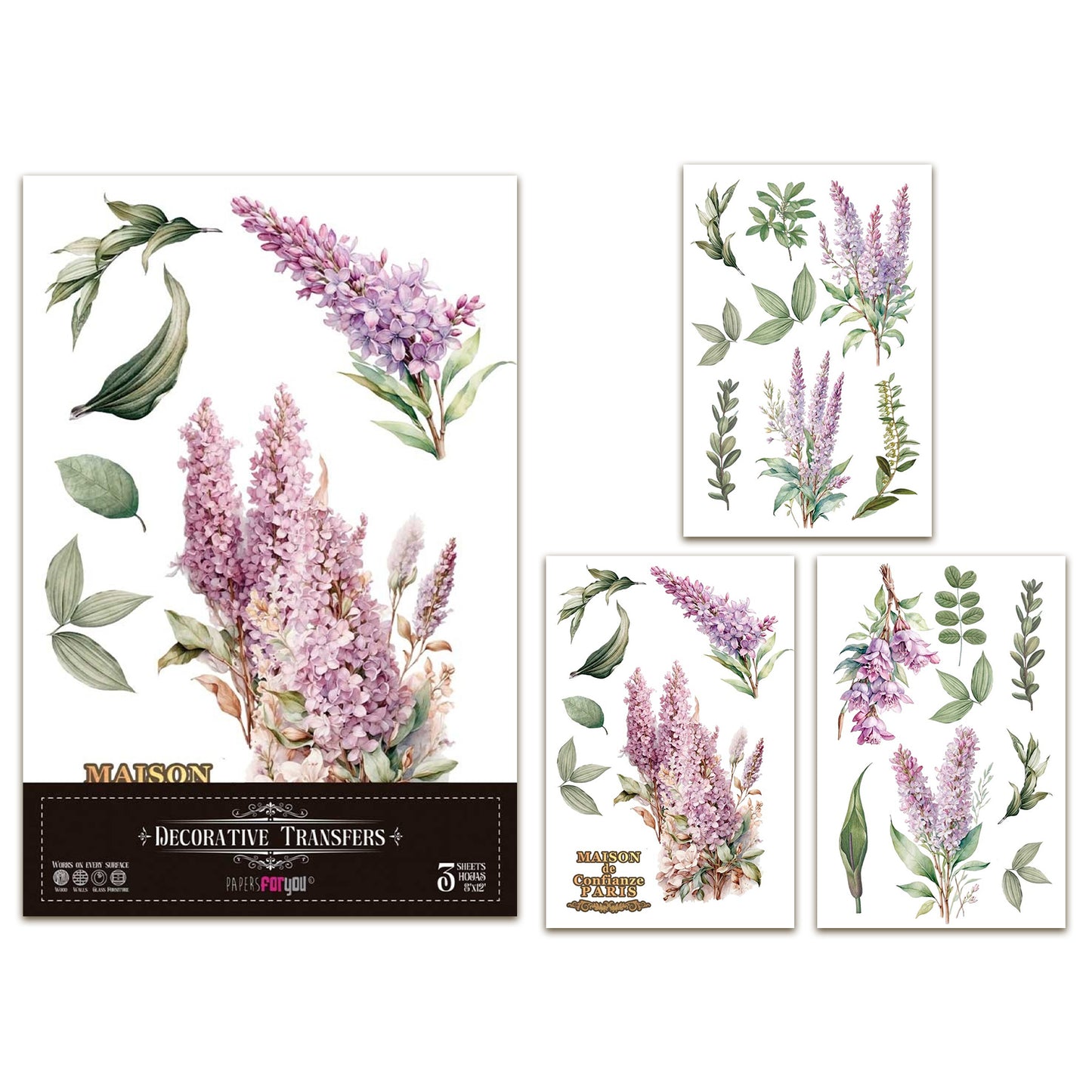 Papers For You Lilacs 8x12 Inch Decor Transfers (3pcs)