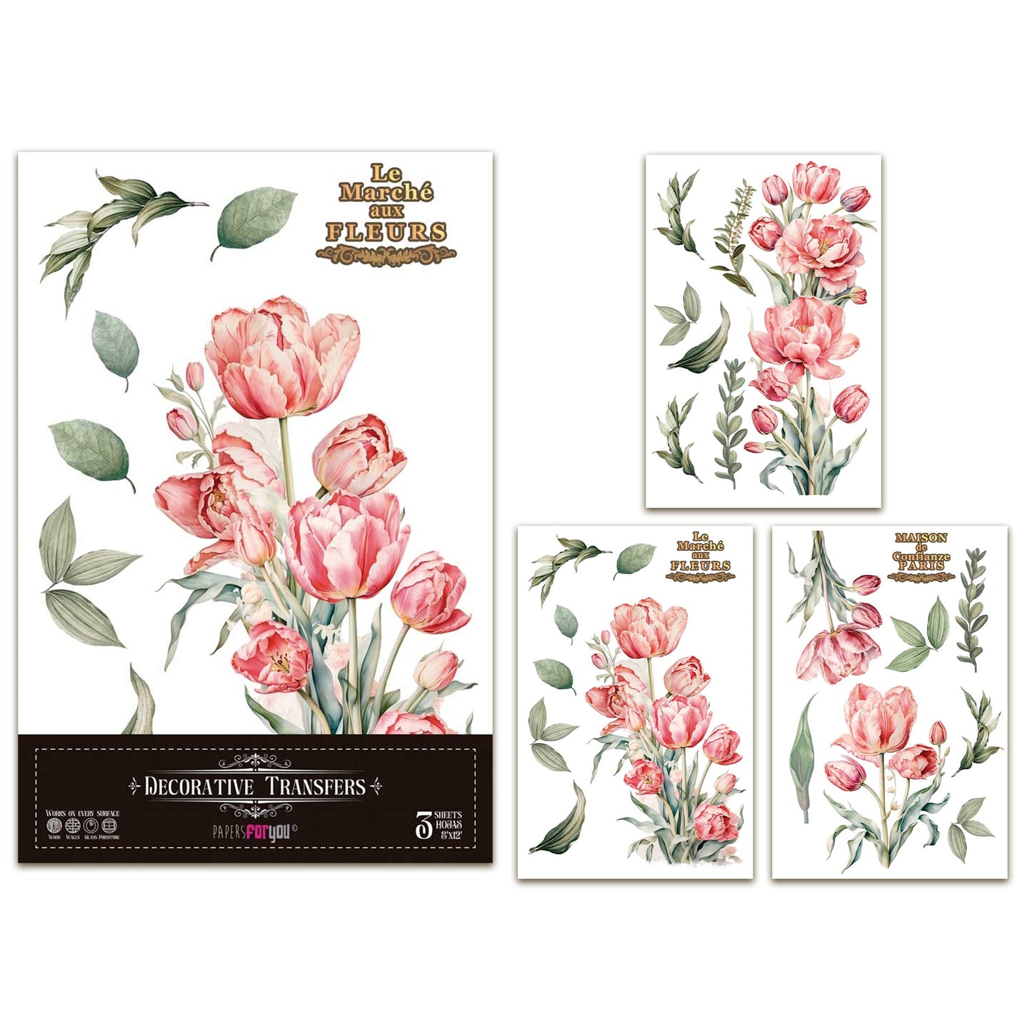 Papers For You Tulips 8x12 Inch Decor Transfers (3pcs)