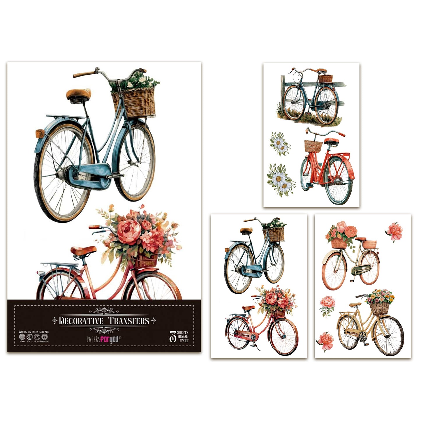 Papers For You Bikes 8x12 Inch Decor Transfers (3pcs)