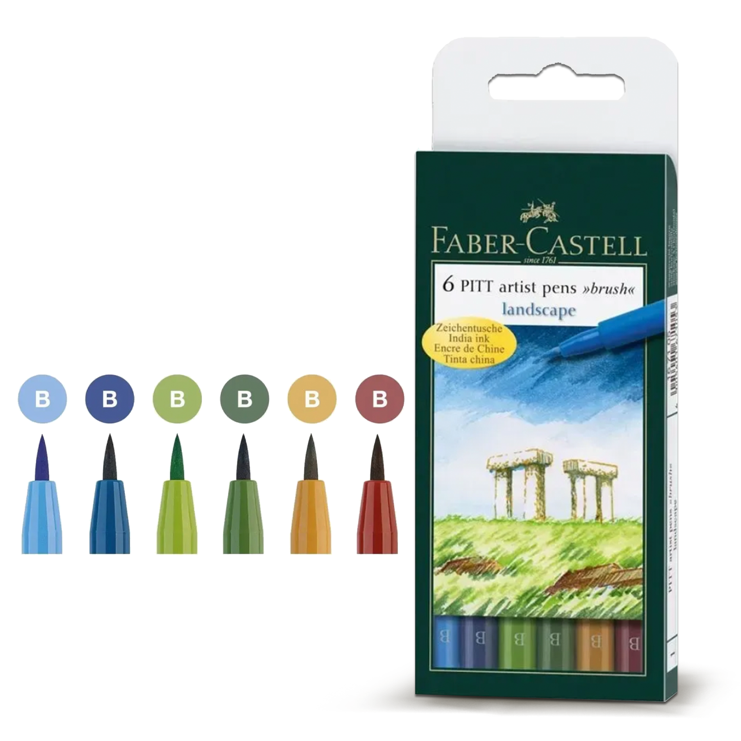 Faber Castell Pitt Artist Pen Brush Landscape (6pcs)
