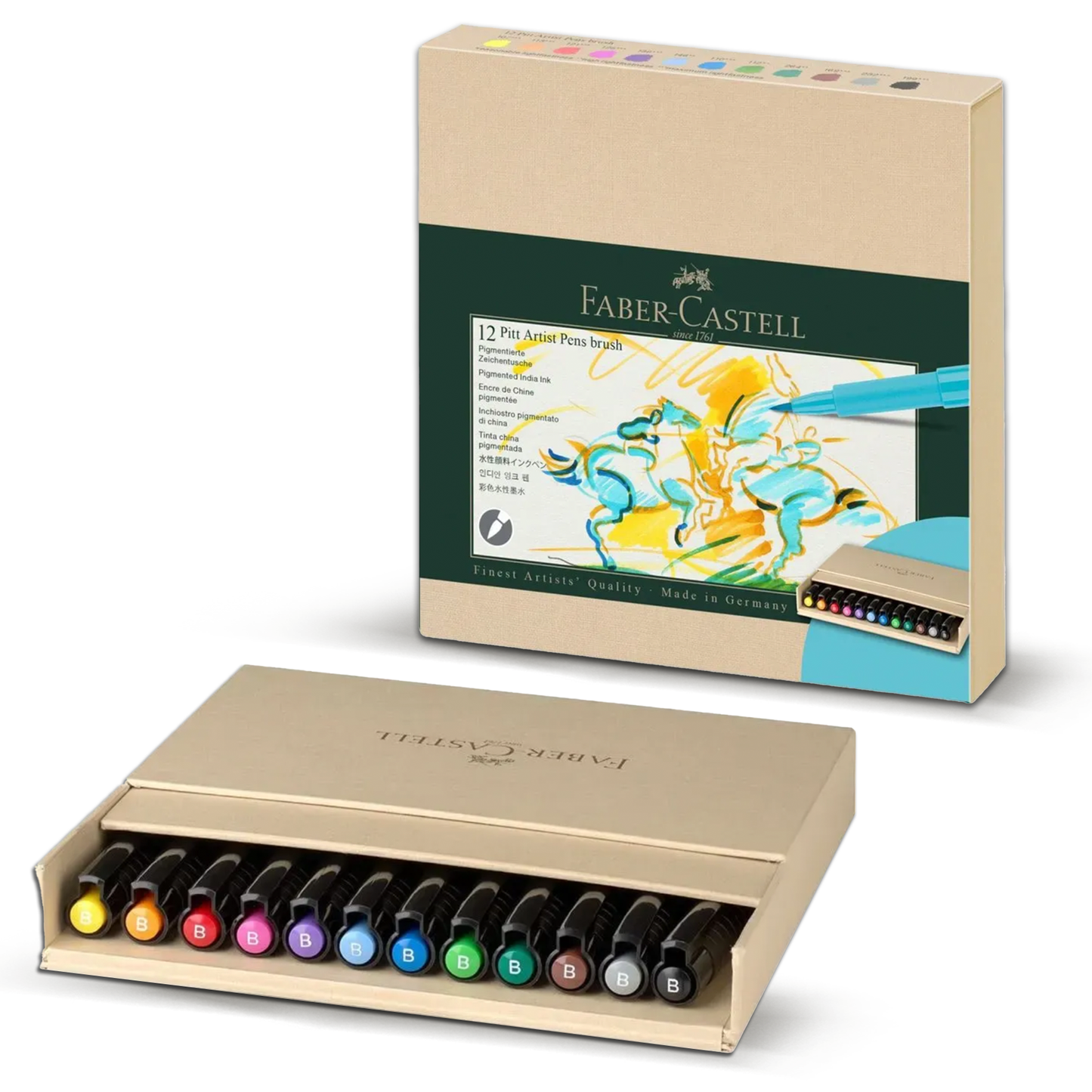 Faber Castell Pitt Artist Pen Brush Pigmented India Ink Studiobox (12pcs)