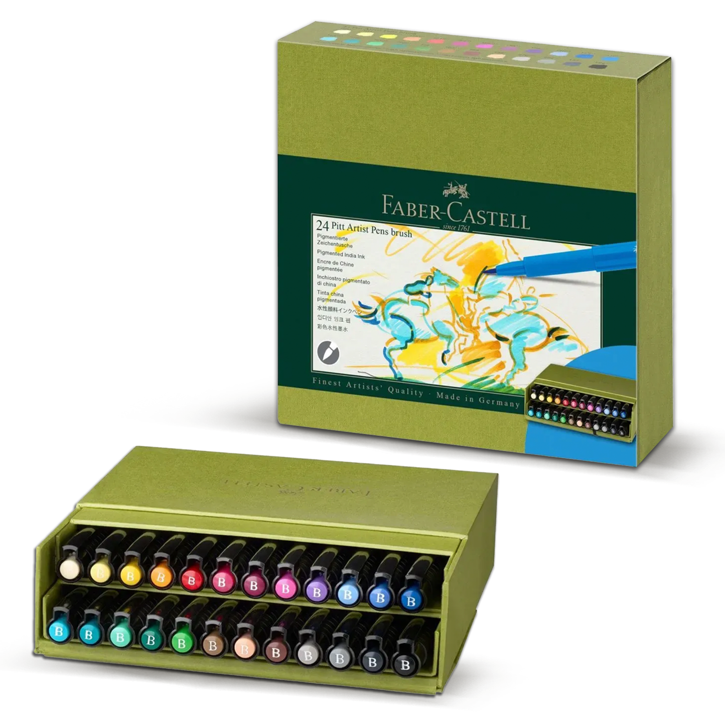 Faber Castell Pitt Artist Pen Brush Pigmented India Ink Studiobox (24pcs)