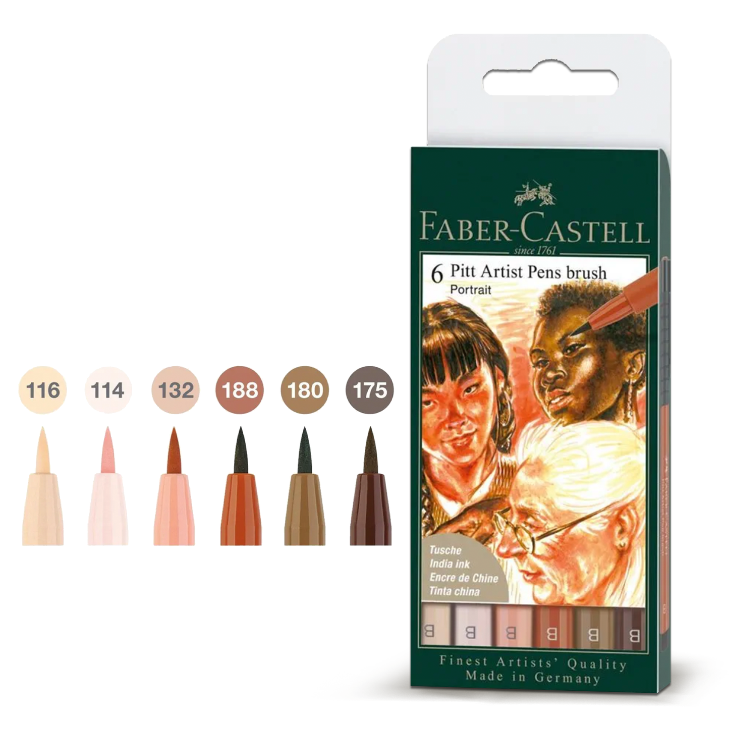 Faber Castell Pitt Artist Pen Brush Portrait (6pcs)