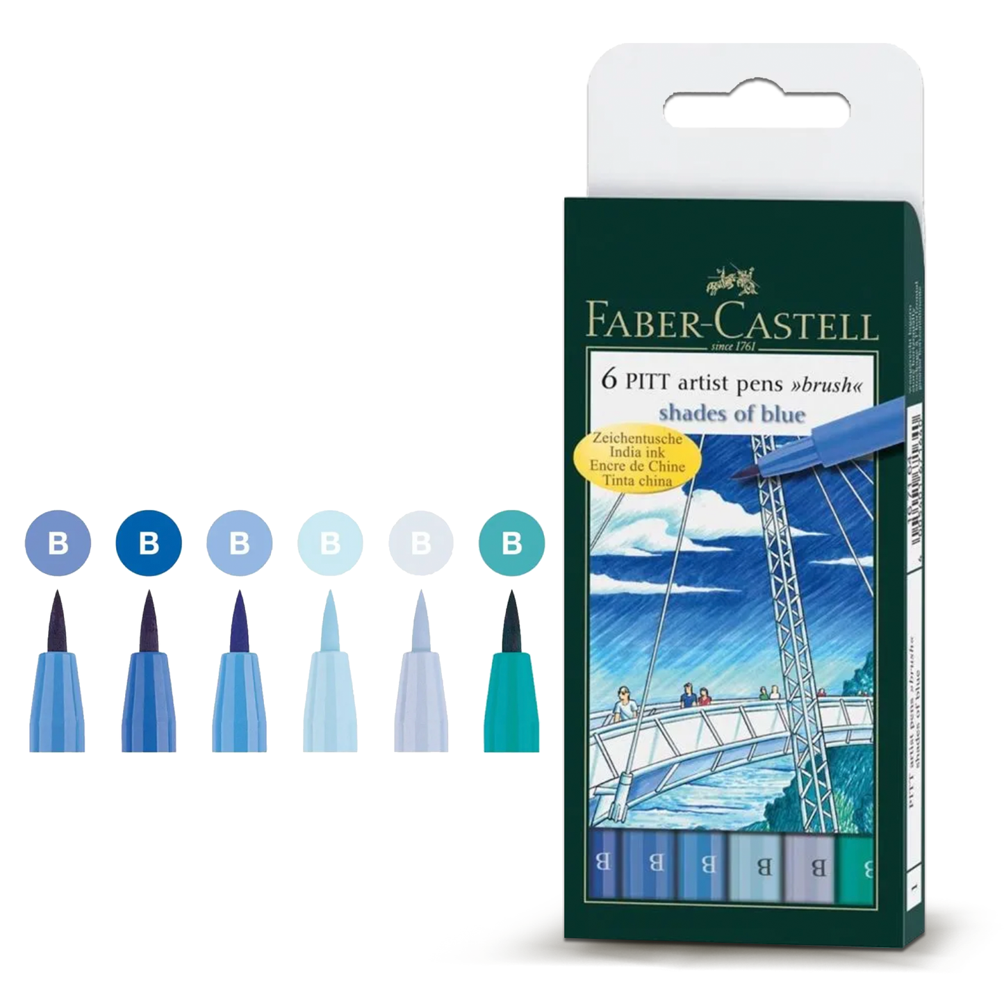 Faber Castell Pitt Artist Pen Brush Shades Of Blue (6pcs)