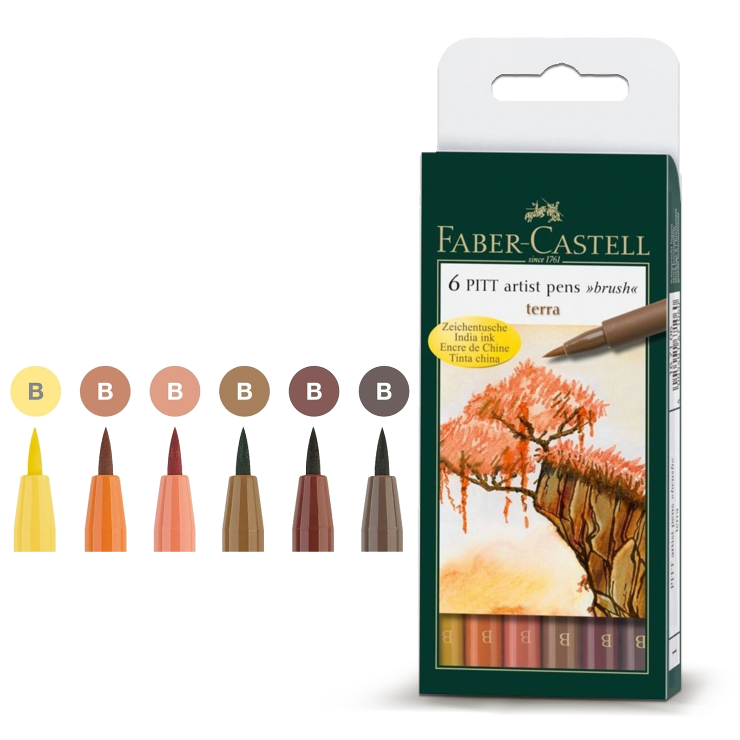 Faber Castell Pitt Artist Pen Brush Terra (6pcs)