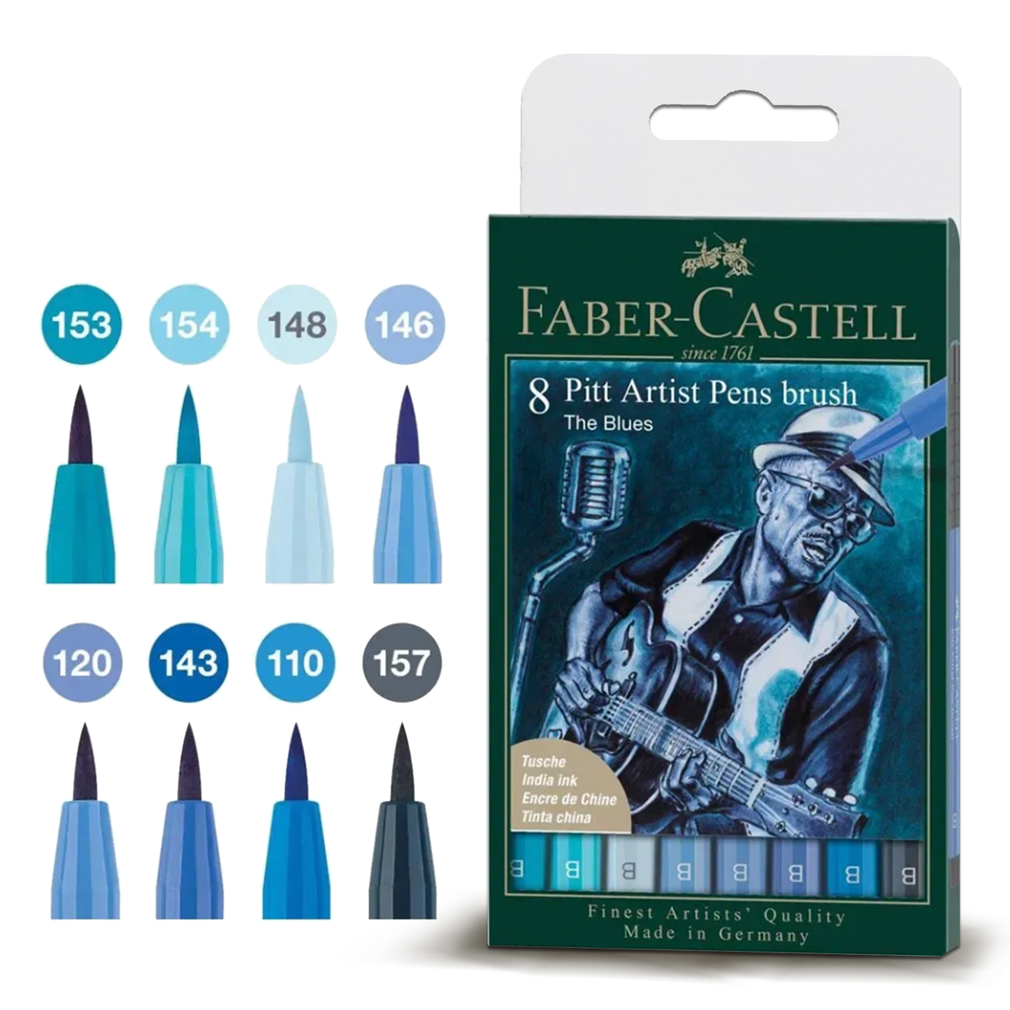 Faber Castell Pitt Artist Pen Brush The Blues (8pcs)