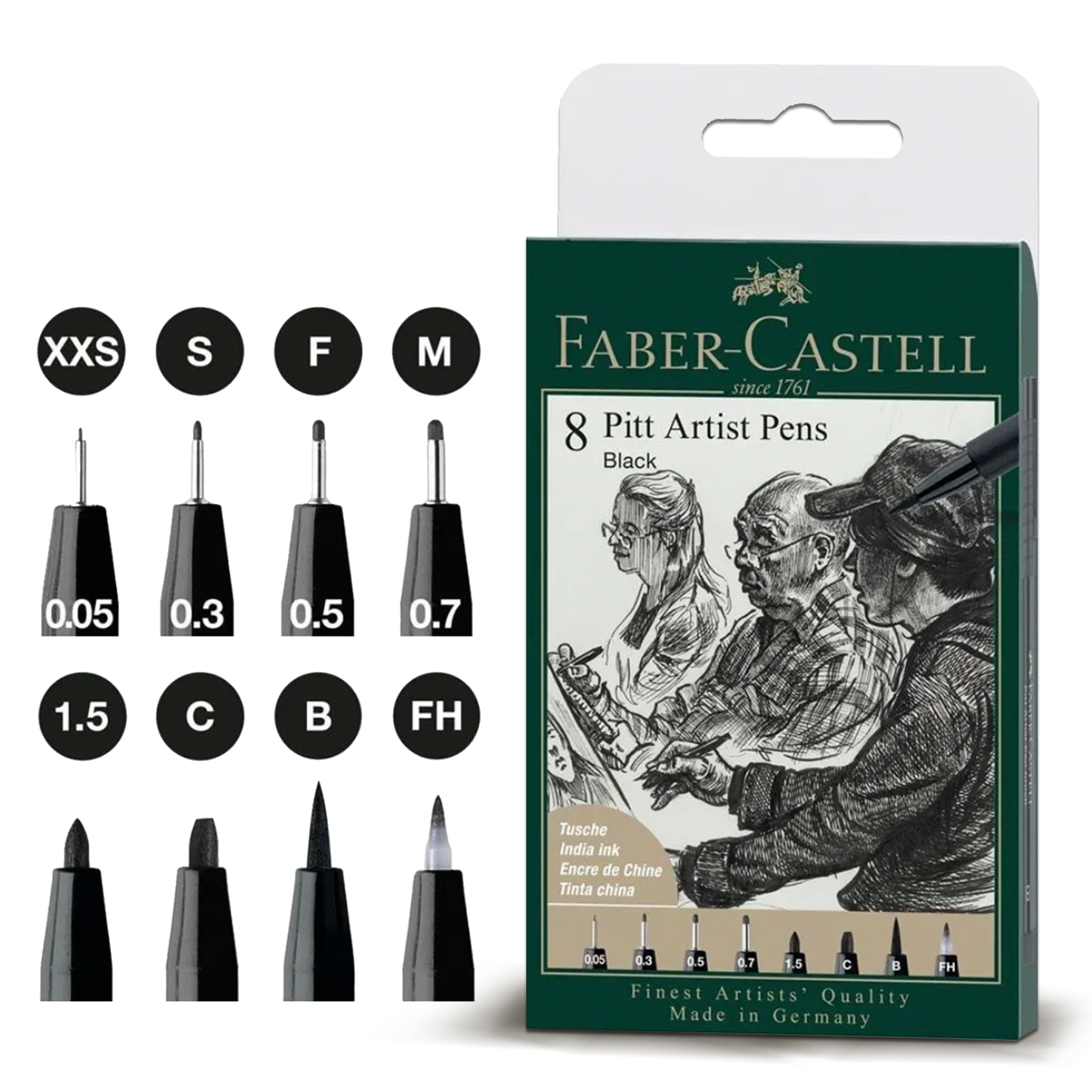 Faber Castell Pitt Artist Pens Black (8pcs)