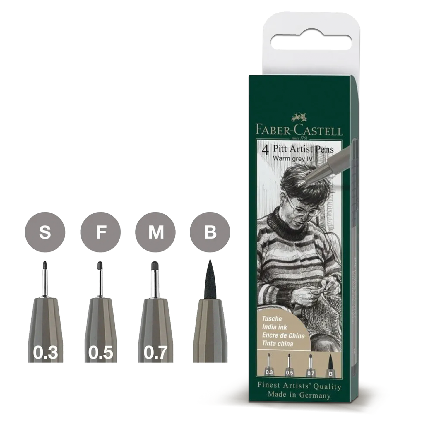 Faber Castell Pitt Artist Pens Warm Grey IV S/F/M/B (4pcs)