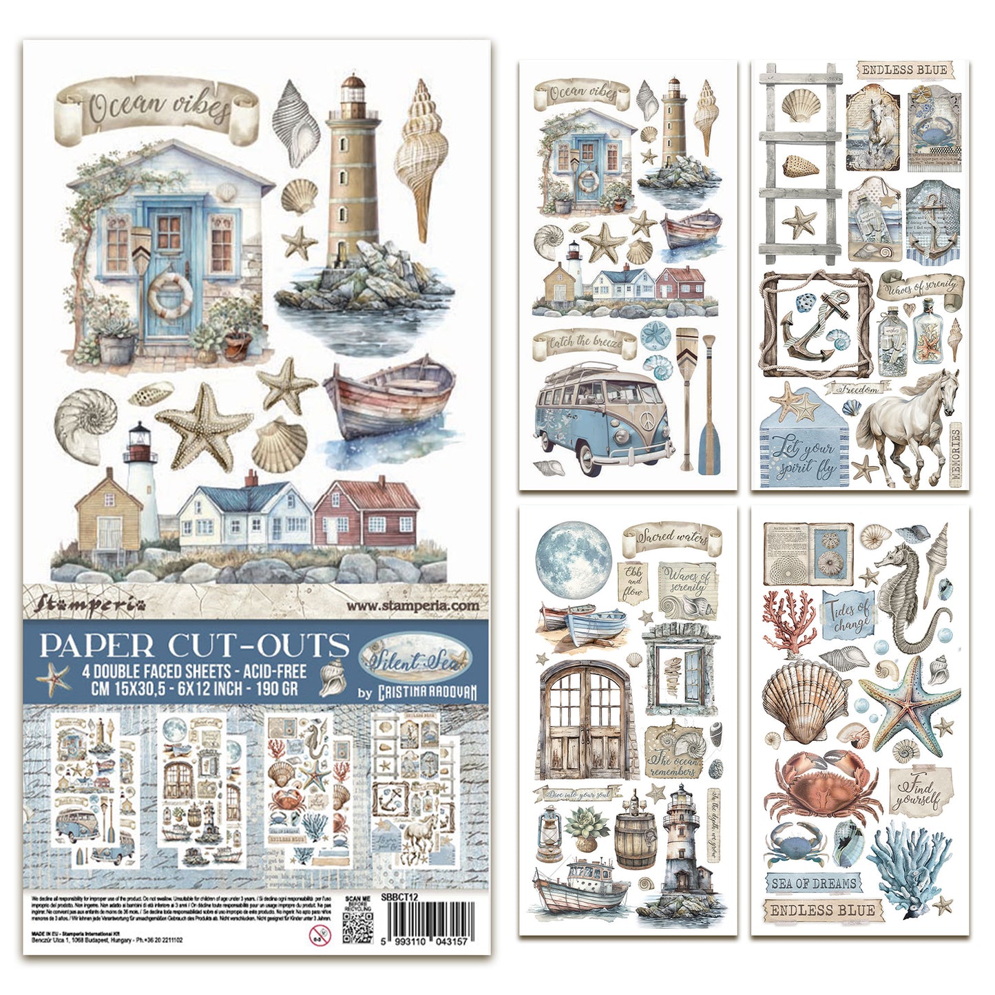 Stamperia Silent Sea 6x12 Inch Paper Cut-outs (4pcs)