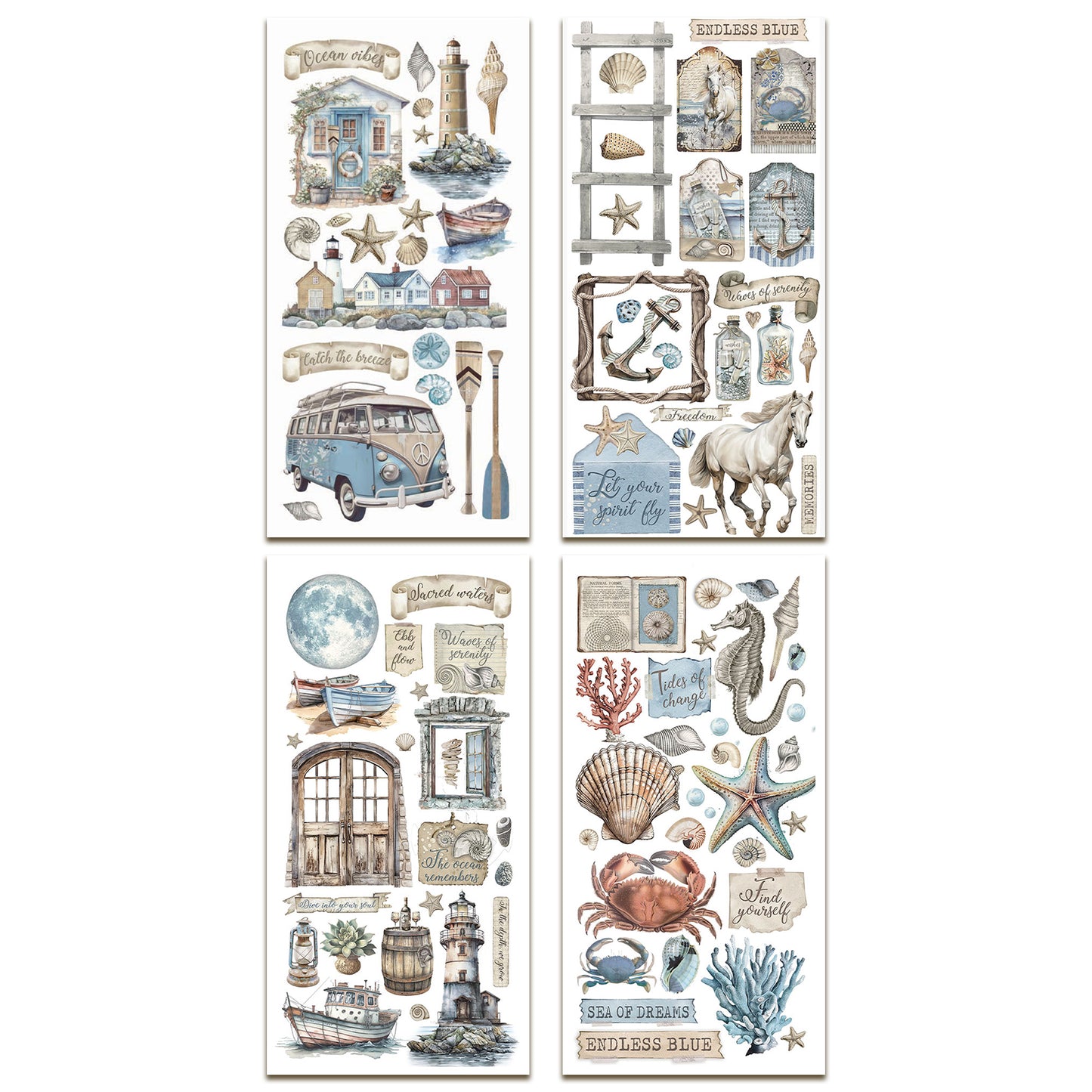Stamperia Silent Sea 6x12 Inch Paper Cut-outs (4pcs)