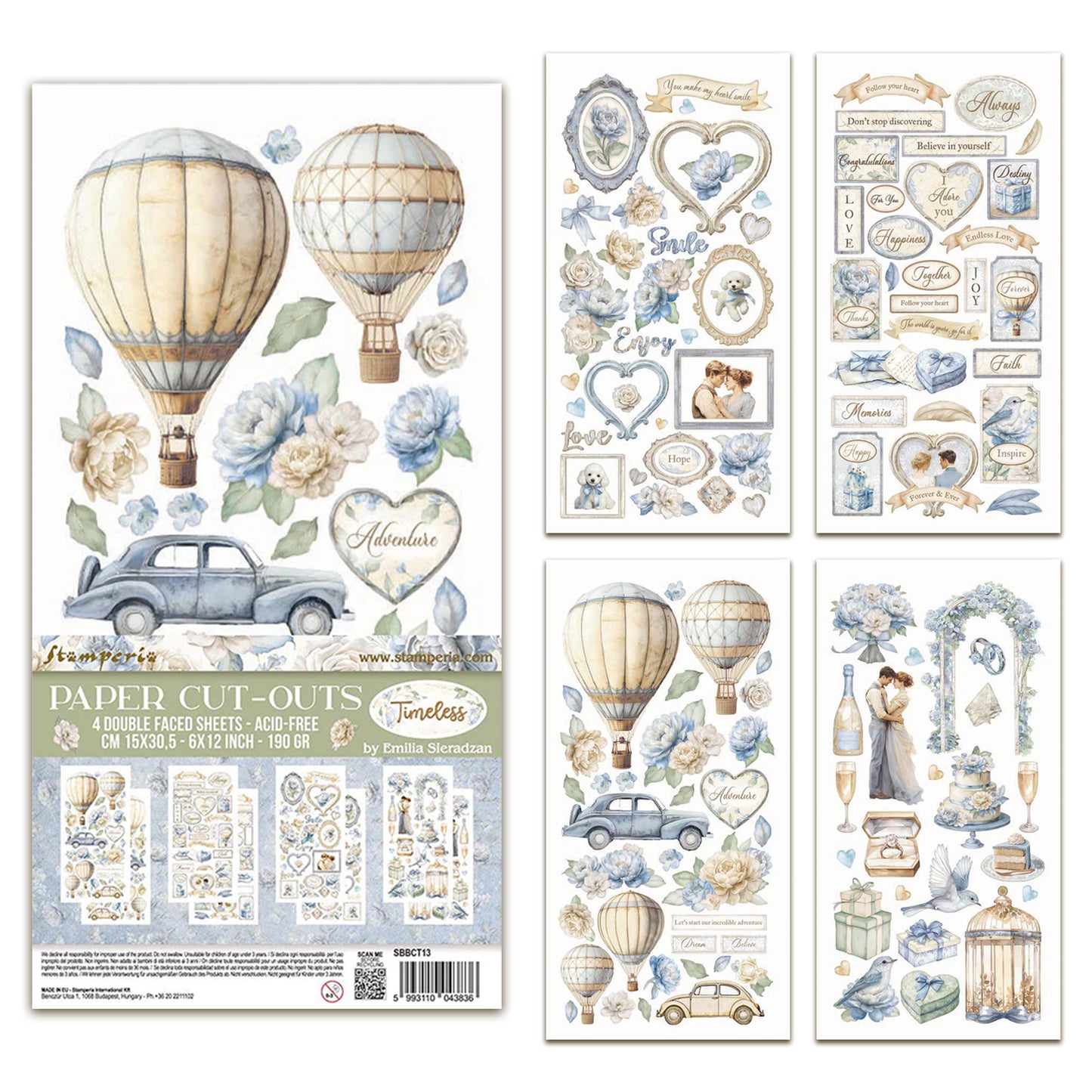 Stamperia Timeless 6x12 Inch Paper Cut-outs (4pcs)