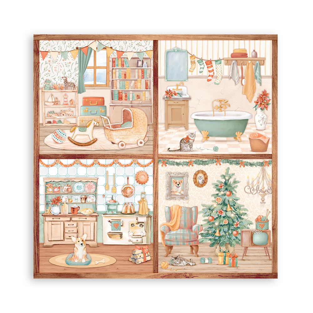 Stamperia Scrapbooking Pad 10 sheets 30.5 x 30.5 (12x12) All Around Christmas