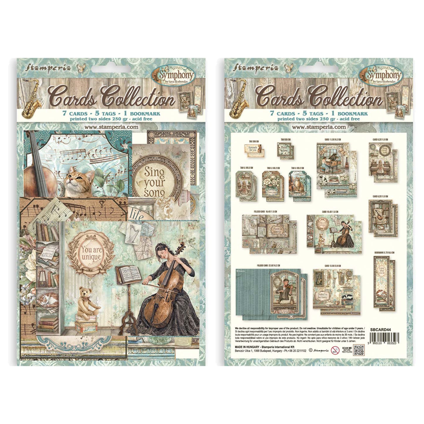 Stamperia Symphony Cards Collection by Sara Alcobendas