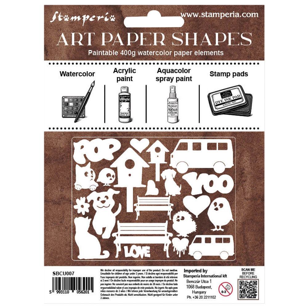 Stamperia Furry Friends 2 Art Paper Shapes Laser Cut by Antonis Tzanidakis