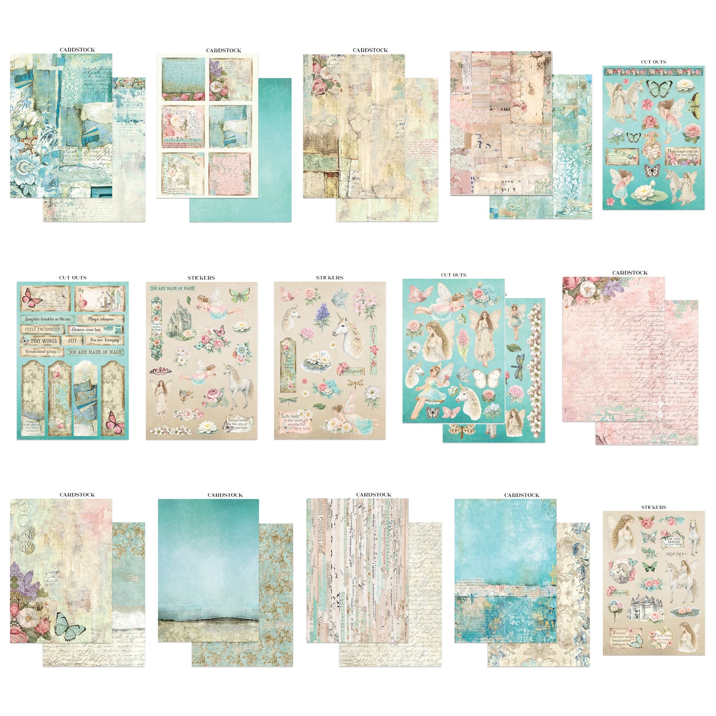 Stamperia Wonderland Junk Journal Stickers, Backgrounds, Cut-Outs