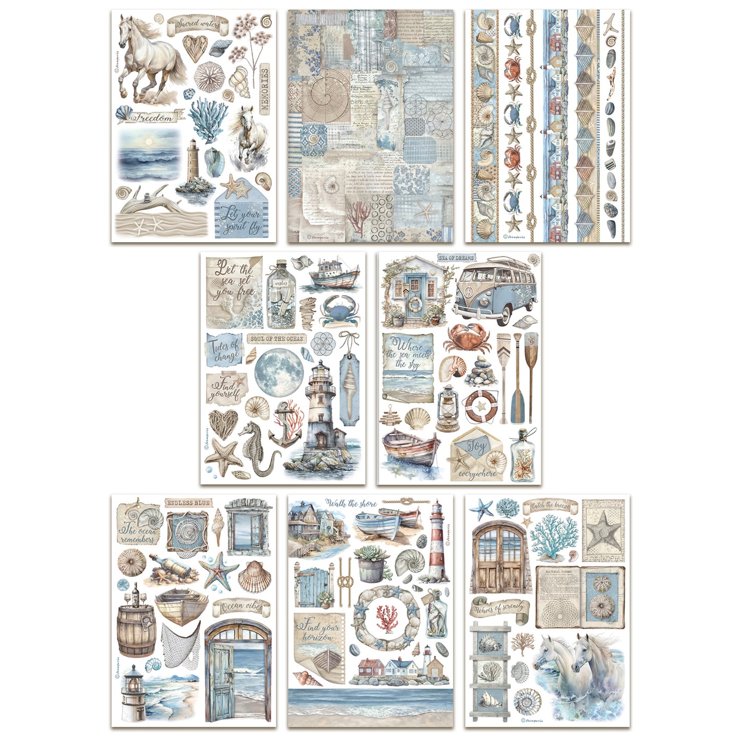 Stamperia Silent Sea A5 Washi Pad (8pcs)
