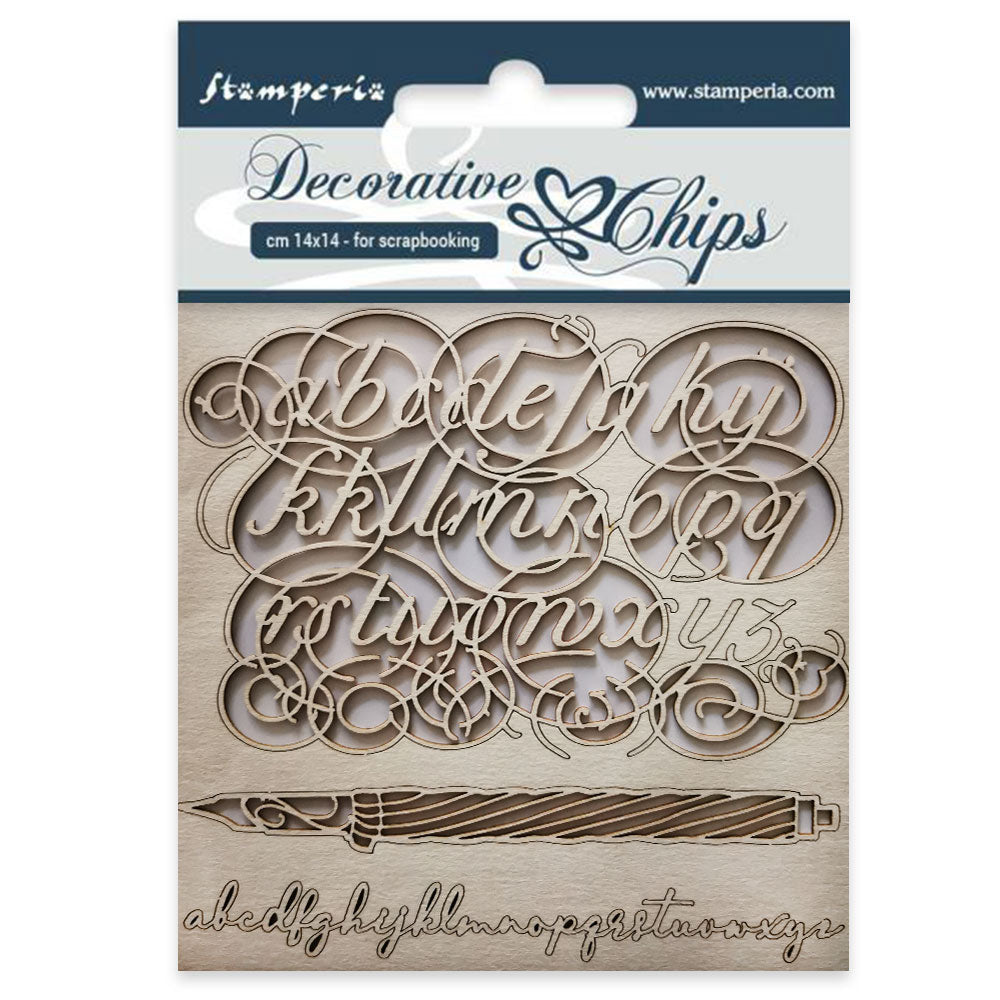 Stamperia 14 x 14 cm Decorative Chips Alphabet